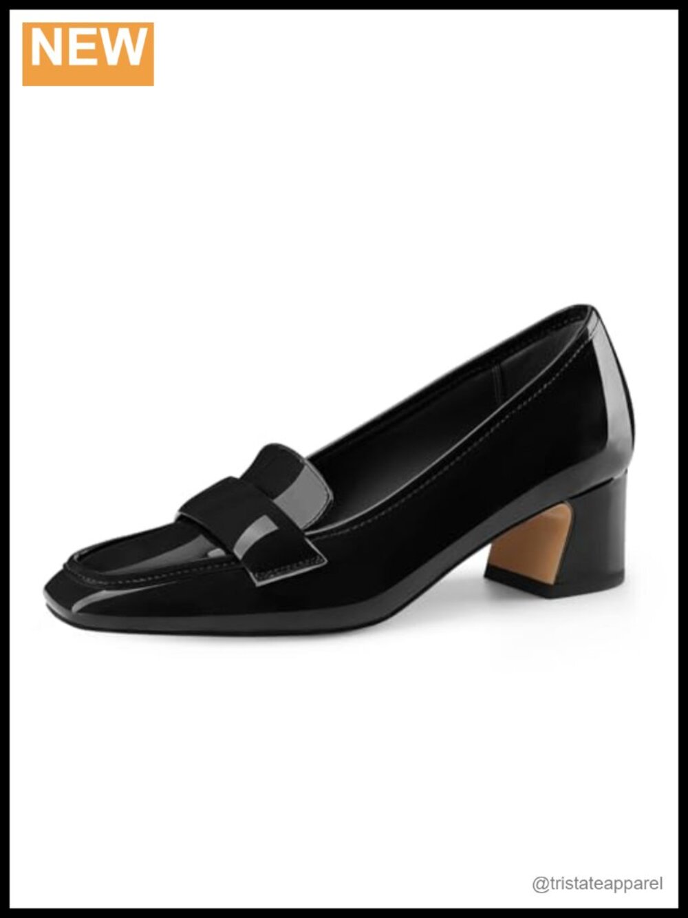 Women's Square Toe Chunky Low Heel Penny Loafers Slip On Comfort
